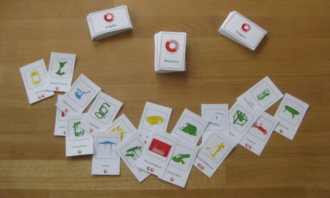 Aufgedeckte Karten des depot Spiel`s Aufgedeckte Karten eines Spiels zum Teilen von Dingen